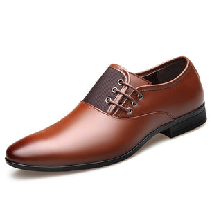 Men's PU Leather Pointed Toe Lace-Up Closure Formal Wear Shoes