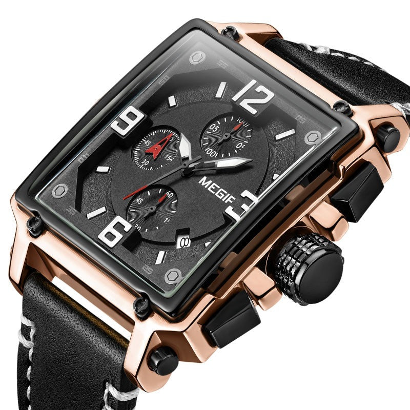 Men's Alloy Buckle Clasp Water-Resistant Quartz Square Watches