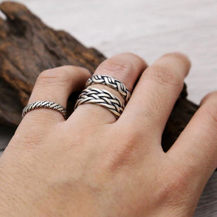 Women's 100% 925 Sterling Silver Adjustable Rope Pattern Ring