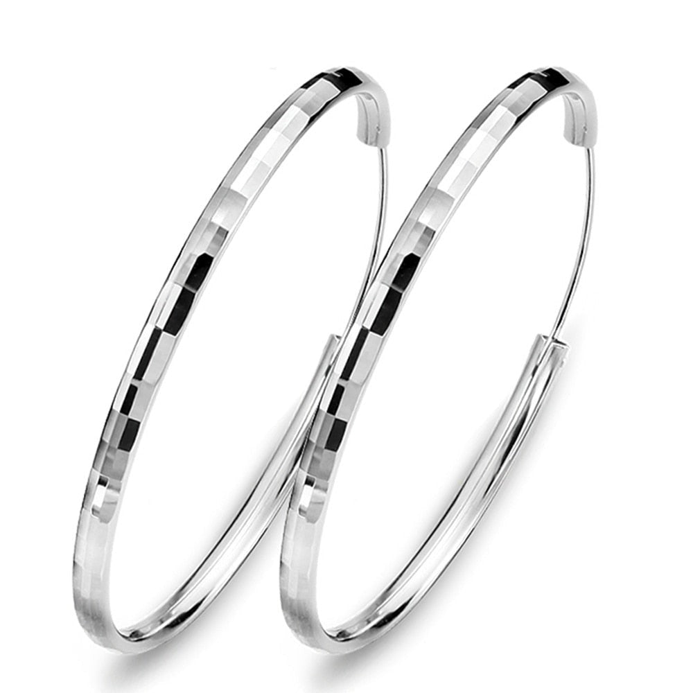 Women's 100% 925 Sterling Silver Round Party Wear Hoop Earrings