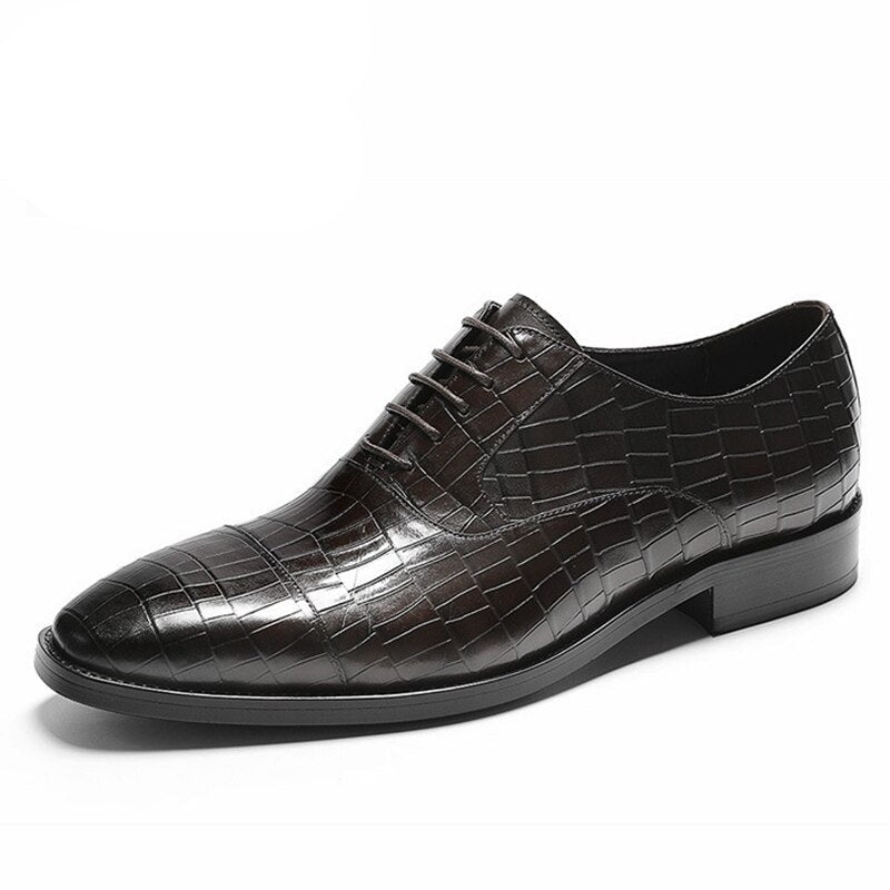 Men's Genuine Leather Round Toe Lace-up Closure Formal Shoes