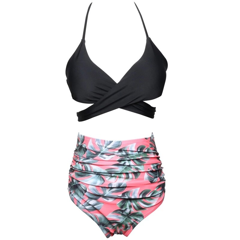 Women's Nylon Sleeveless Quick-Dry Ruffle Swimwear Bikini Set