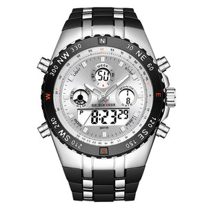 Men's Stainless Steel Bracelet Clasp Water-Resistant Quartz Watch