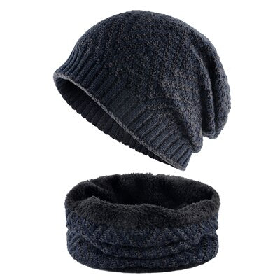 Men's Polyester Knitted Pattern Skullies Beanies Ski Warm Caps