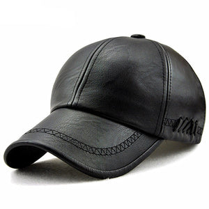 Men's Faux Leather Adjustable Solid Pattern Casual Baseball Caps