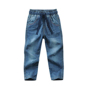 Kid's Boy Cotton Elastic Waist Closure Denim Casual Wear Trouser