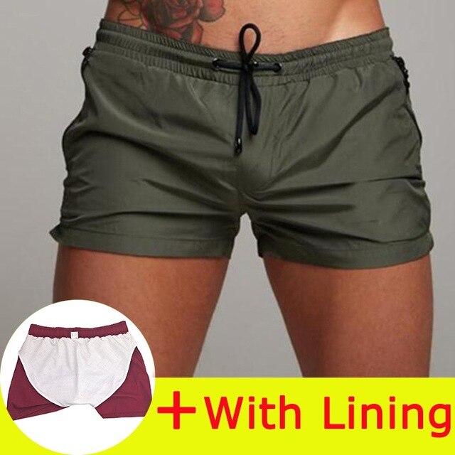 Men's Elastic Drawstring Waist Plain Quick-Dry Pocket Shorts