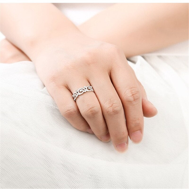 Women's 100% 925 Sterling Silver Prong Setting Engagement Ring