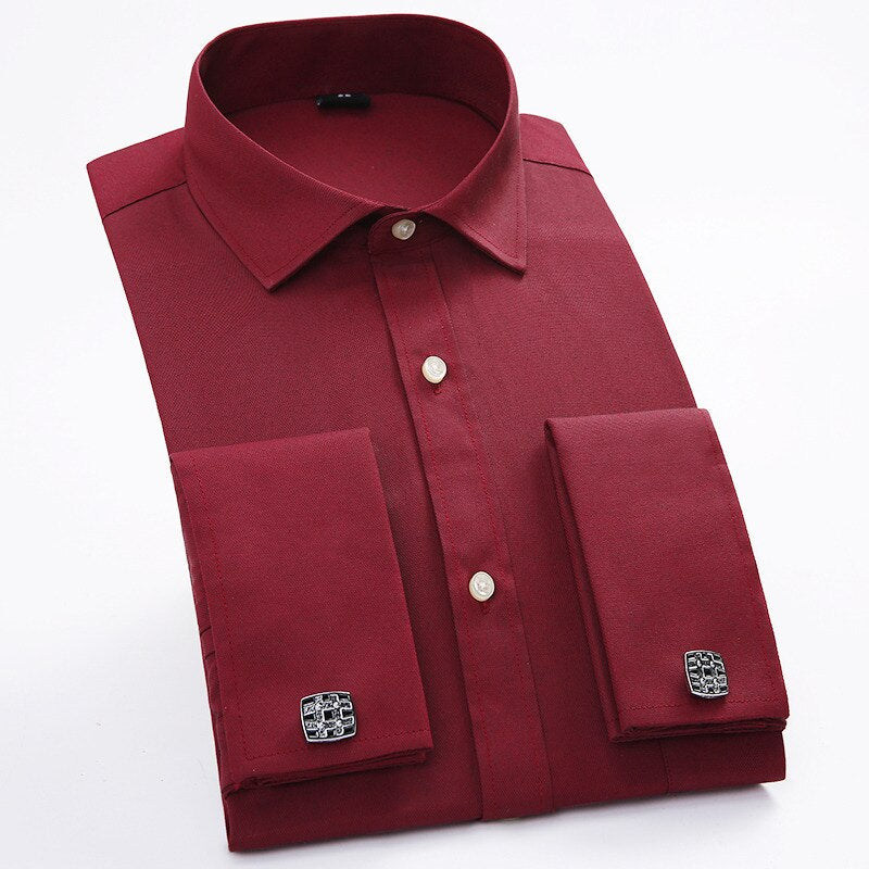 Men's 100% Cotton Single Breasted Plain Pattern Formal Shirt