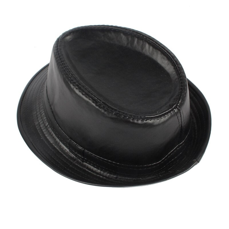 Men's Faux Leather Casual Wear Solid Pattern Warm Brim Hats