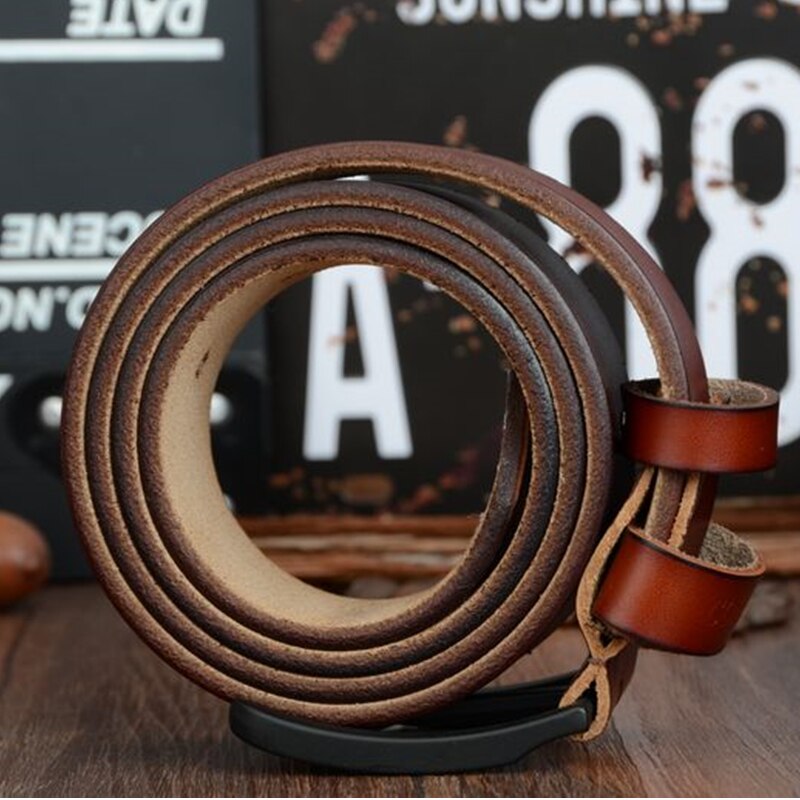 Men's Cowskin Pin Buckle Closure Plain Casual Wear Strap Belts