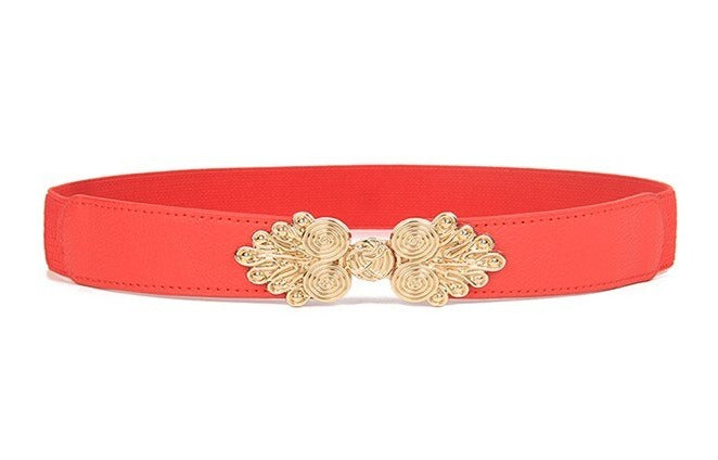 Women's PU Leather Buckle Closure Stretch Waistband Party Belts