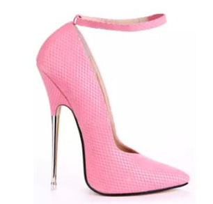 Women's PU Buckle Strap Closure Pointed Toe Thin Heels Shoes