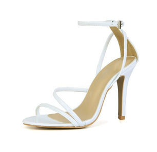 Women's Split Leather Buckle Strap Closure Thin Heels Sandals