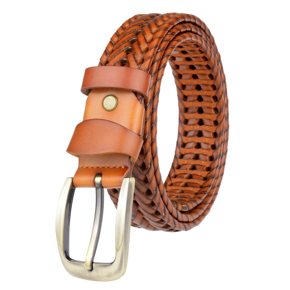 Men's Cowskin Leather Pin Buckle Closure Luxury Solid Belts