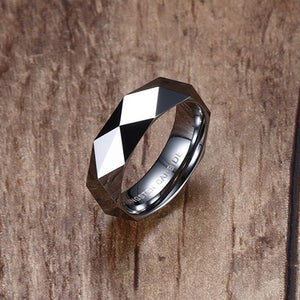 Men's Tungsten Round Pattern Trendy Faceted Wedding Rings