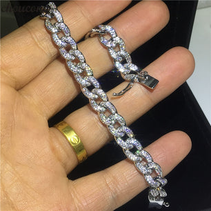 Men's Gold Filled Zircon Geometric Hip-Hop Wedding Bracelet