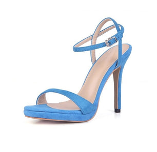 Women's Faux Suede Buckle Strap Closure Thin Heels Pumps Sandals