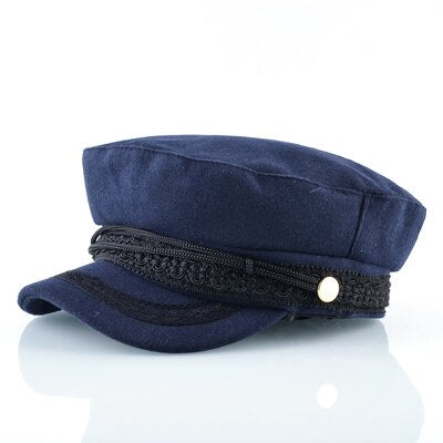 Men's Wool Plain Pattern Double Layer Baseball Military Hats