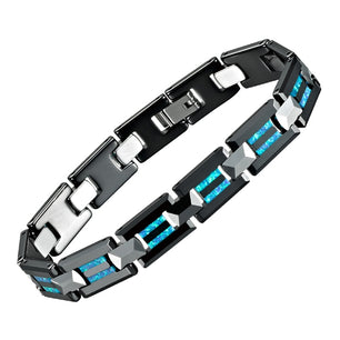 Men's Ceramic Stainless Steel Geometric Prong Setting Bracelet