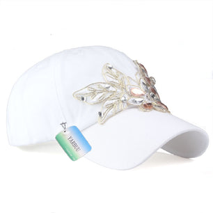 Women's Acrylic Floral Pattern Elegant Rhinestone Casual Wear Cap