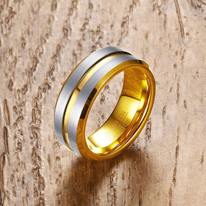 Men's 100% Tungsten Thin Round Pattern Wedding Elegant Ring
