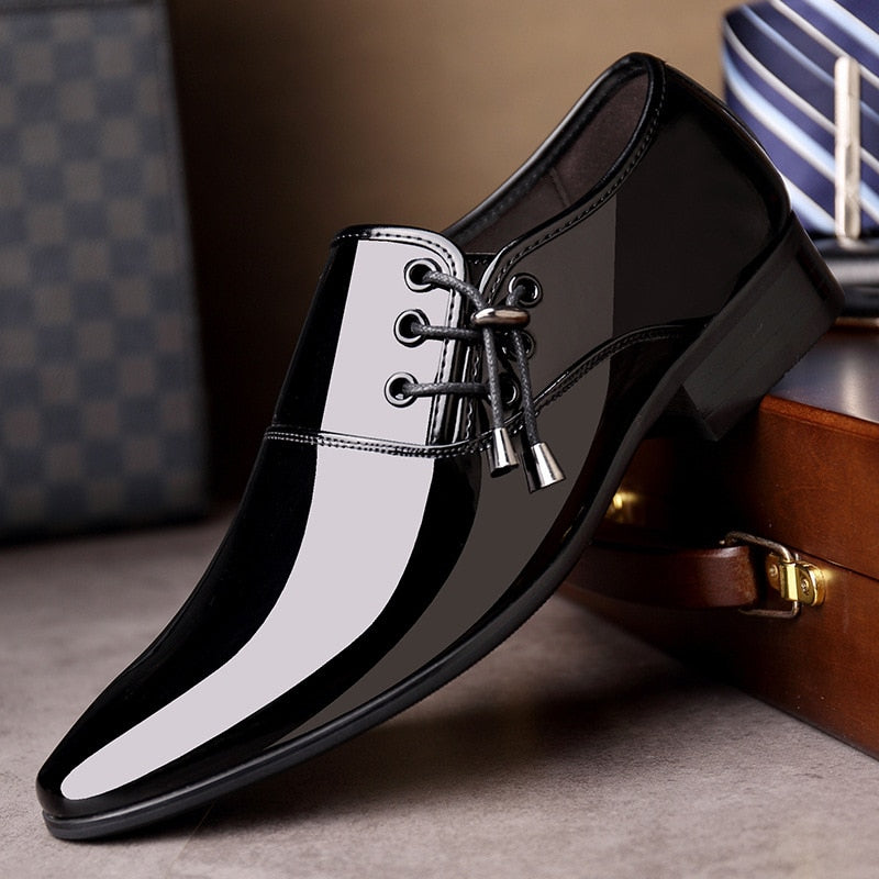 Men's PU Leather Pointed Toe Slip-On Closure Elegant Formal Shoes