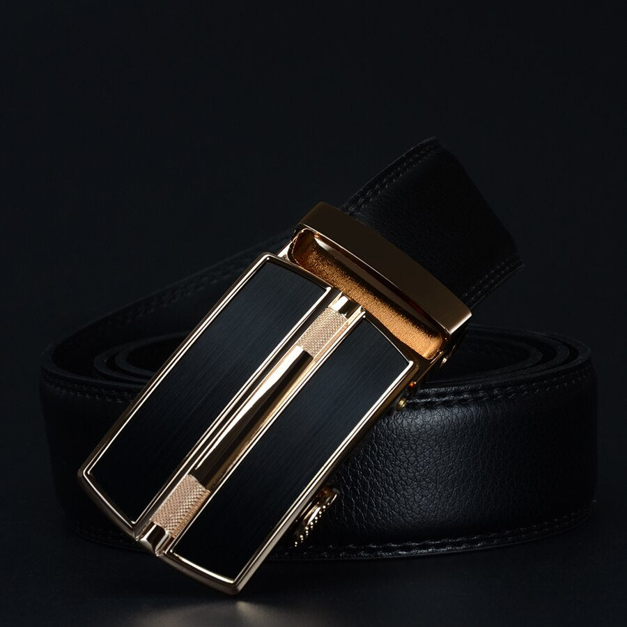 Men's Cowskin Automatic Buckle Closure Casual Wear Plain Belts