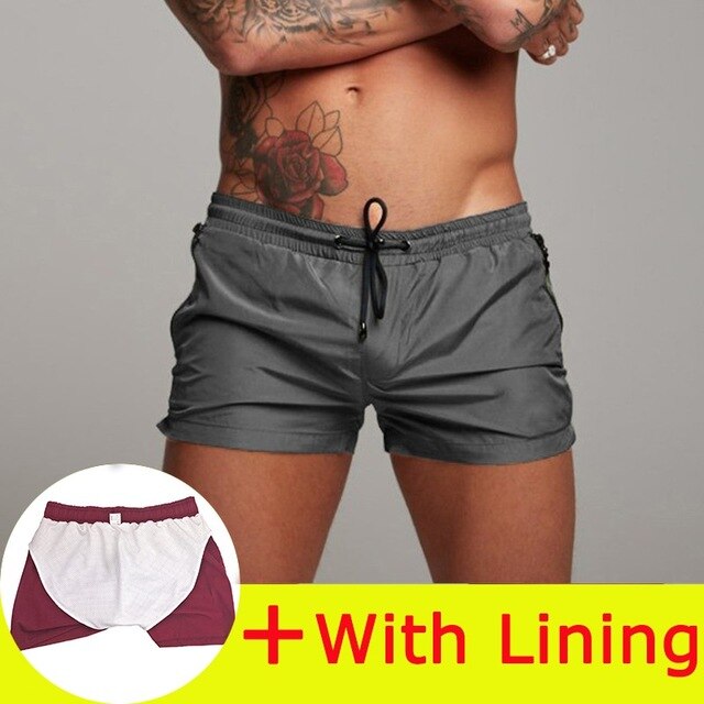 Men's Elastic Drawstring Waist Plain Quick-Dry Pocket Shorts