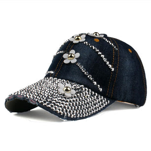 Women's Cotton Adjustable Strap Sun Protection Floral Baseball Cap