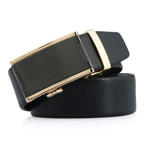 Men's Split Leather Buckle Closure Trendy Solid Pattern Belts