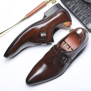 Men's Genuine Leather Pointed Toe Slip-On Closure Vintage Shoes