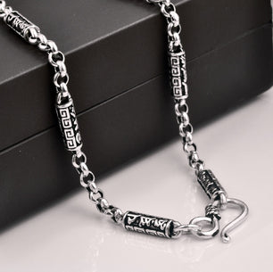 Men's 100% 925 Sterling Silver Link Chain Geometric Necklace