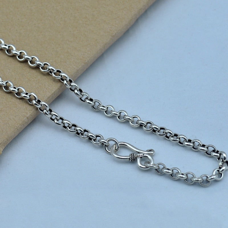 Men's 100% 925 Sterling Silver O-Chain Trendy Geometric Necklace