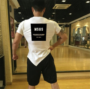 Men's V-Neck Cotton Short Sleeve Quick Dry Gym Wear T-Shirt