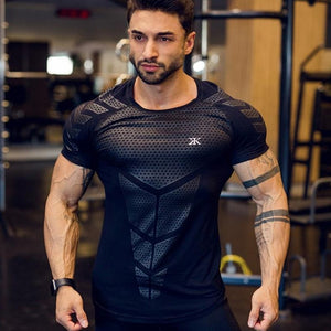 Men's O-Neck Short Sleeves Quick Dry Gym Sports Wear T-Shirt