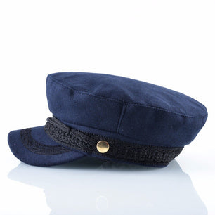 Men's Wool Plain Pattern Double Layer Baseball Military Hats