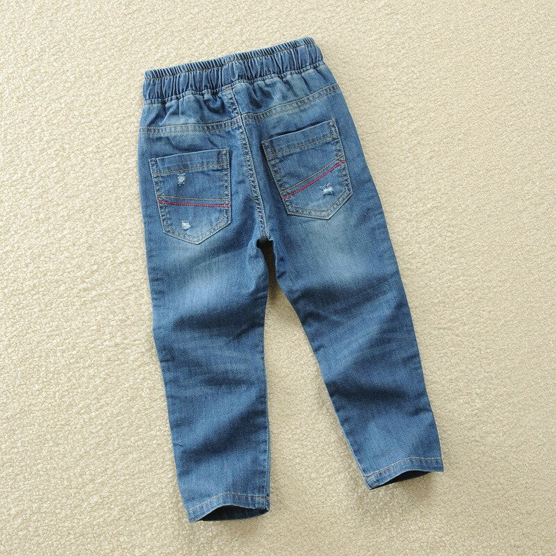 Kid's Boy Cotton Elastic Waist Closure Denim Casual Wear Trouser