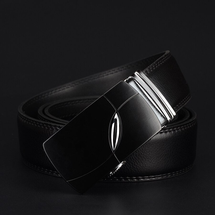 Men's Cowskin Automatic Metal Buckle Trendy Solid Strap Belt