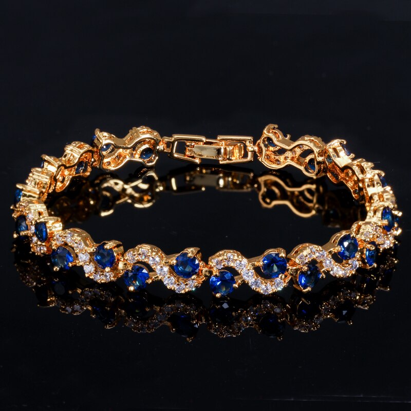 Women's Copper Cubic Zirconia Link Chain Trendy Charm Bracelet