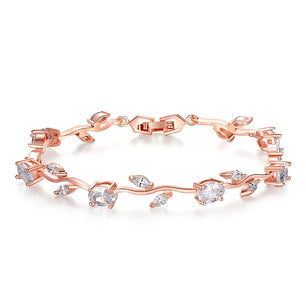 Women's Copper Cubic Zirconia Prong Setting Classic Bracelet