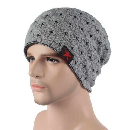 Men's Wool Knitted Solid Pattern Casual Skullies Winter Cap