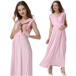 Women's V-Neck Spandex Sleeveless Breastfeeding Maternity Dress