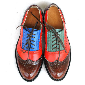 Men's Genuine Leather Pointed Toe Lace-Up Breathable Casual Shoes