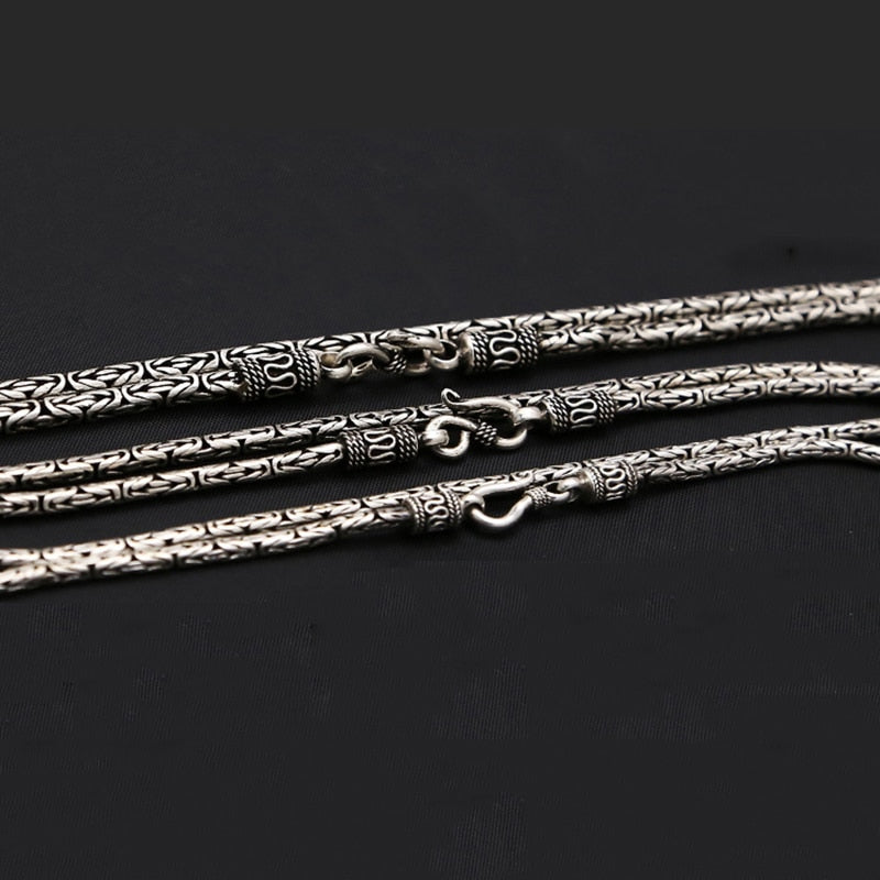 Men's 100% 925 Sterling Silver Geometric Pattern Elegant Necklace