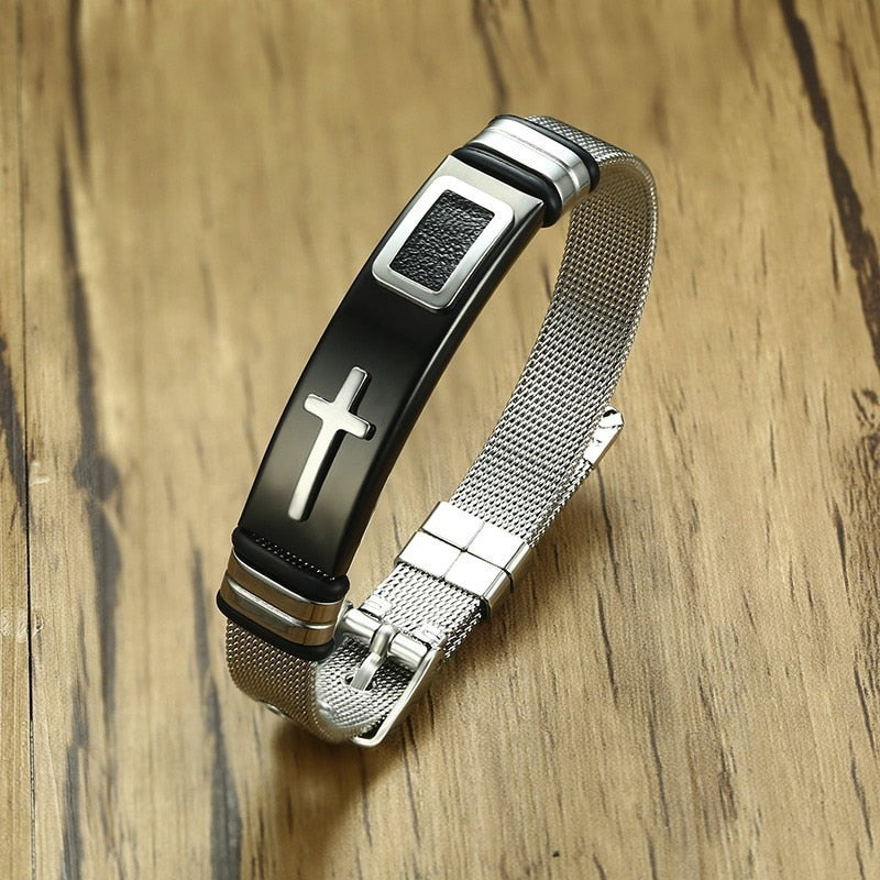 Men's Metal Adjustable Link Chain Easy-Hook Cross Bracelets