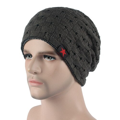 Men's Wool Knitted Solid Pattern Casual Skullies Winter Cap