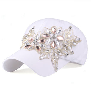 Women's Acrylic Floral Pattern Elegant Rhinestone Casual Wear Cap