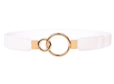 Women's PU Alloy Metal Buckle Thin Elastic Waistbands Circle Belt