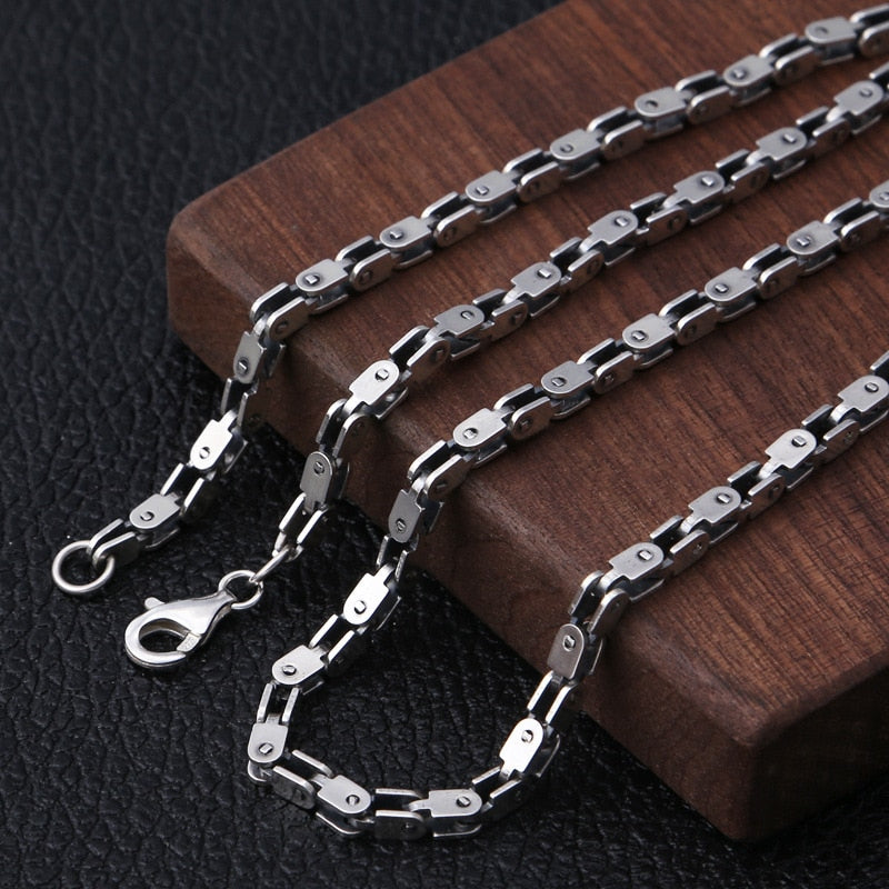 Men's 100% 925 Sterling Silver Link Chain Geometric Necklace